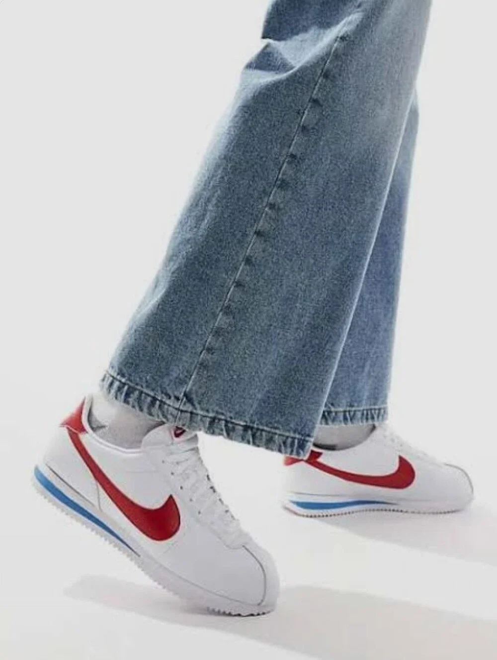 NIKE‎ Forrest Gump Cortez White/Red/Blue Leather Sneakers Size 8.5 Mens
